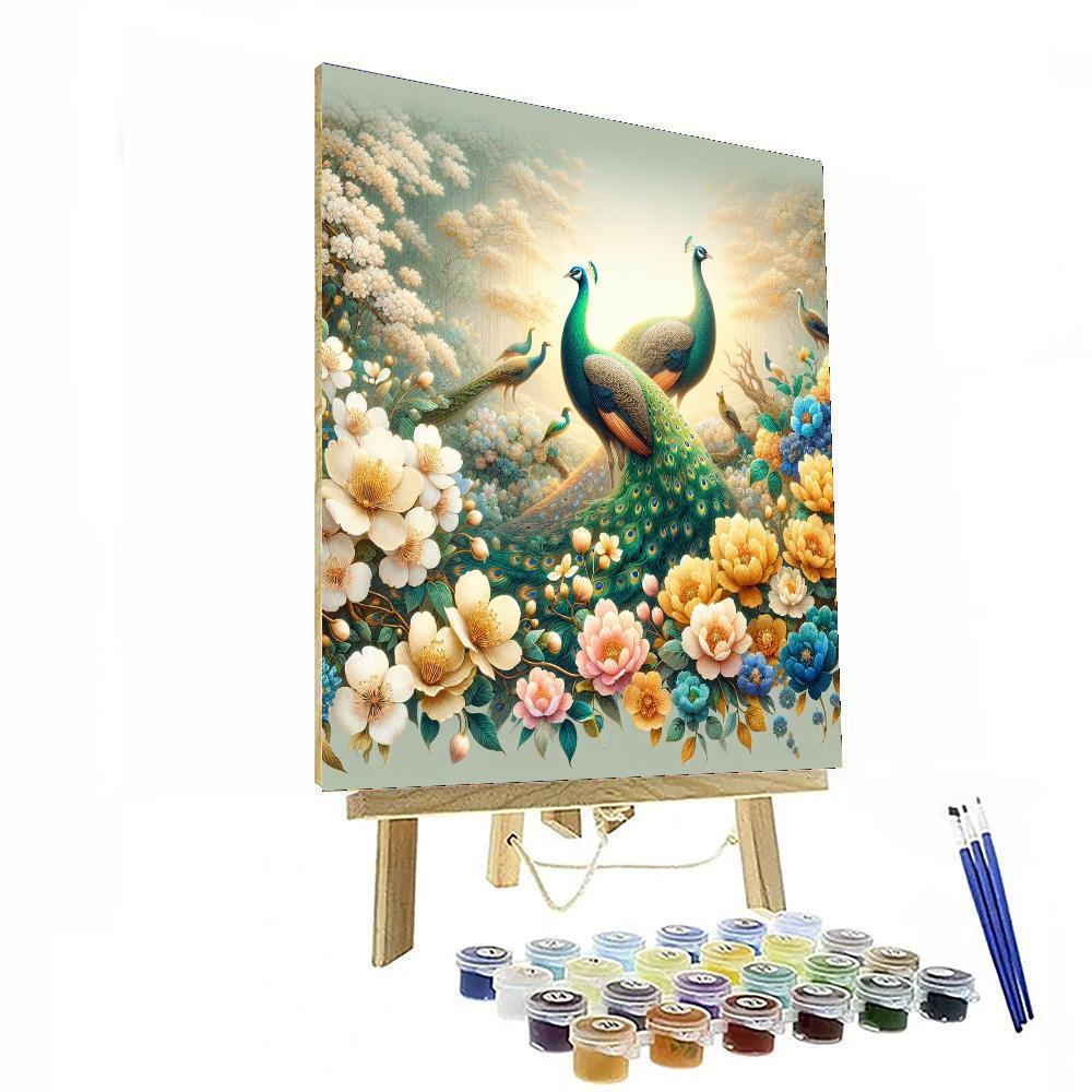Regal Peacocks In Bloom Painting By Numbers Kit