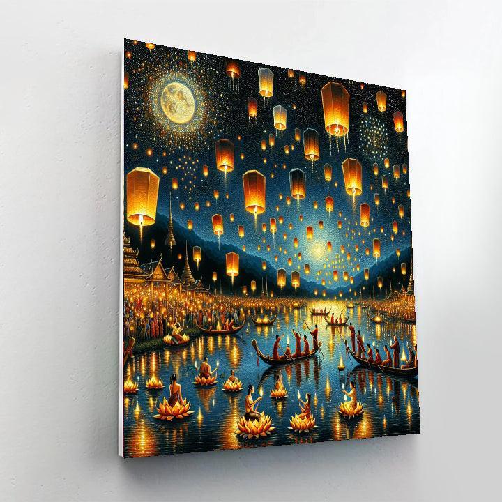 Loi Krathong And Yi Peng Festivals - Thailand Numbered Painting Kits