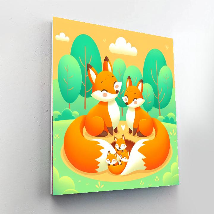 Wonderful Fox Family Paint By Numbers Art