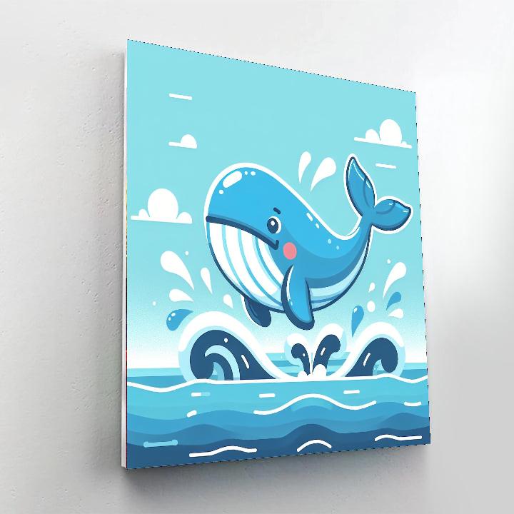 Friendly Whale Splash Number Painting