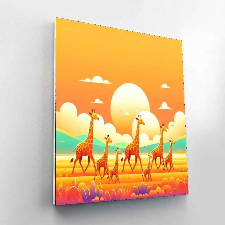 Giraffe’s Graceful Glide Paint By Numbers