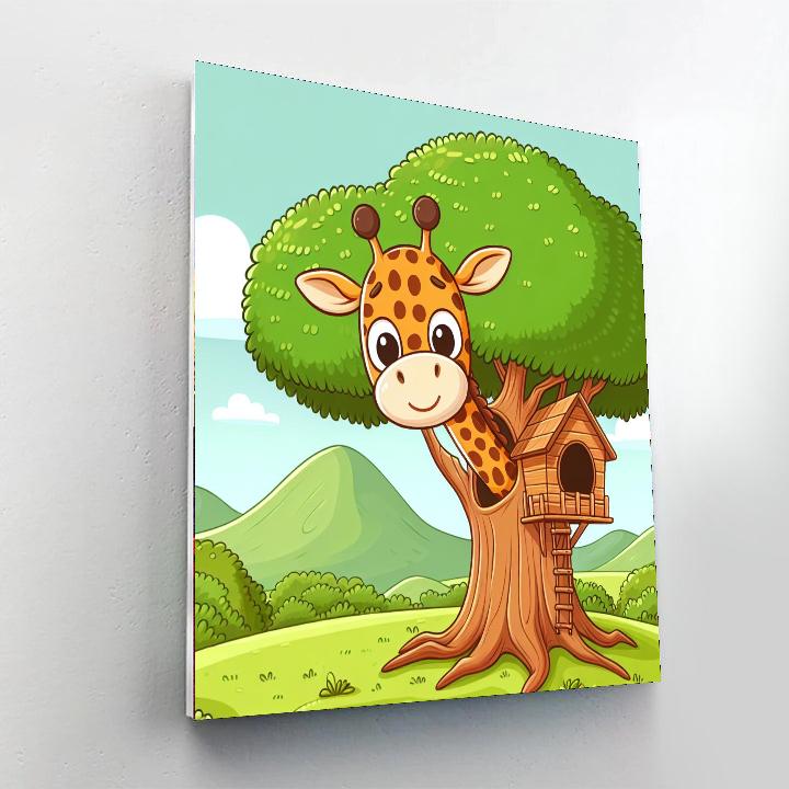 Giraffe's Treehouse Number Painting