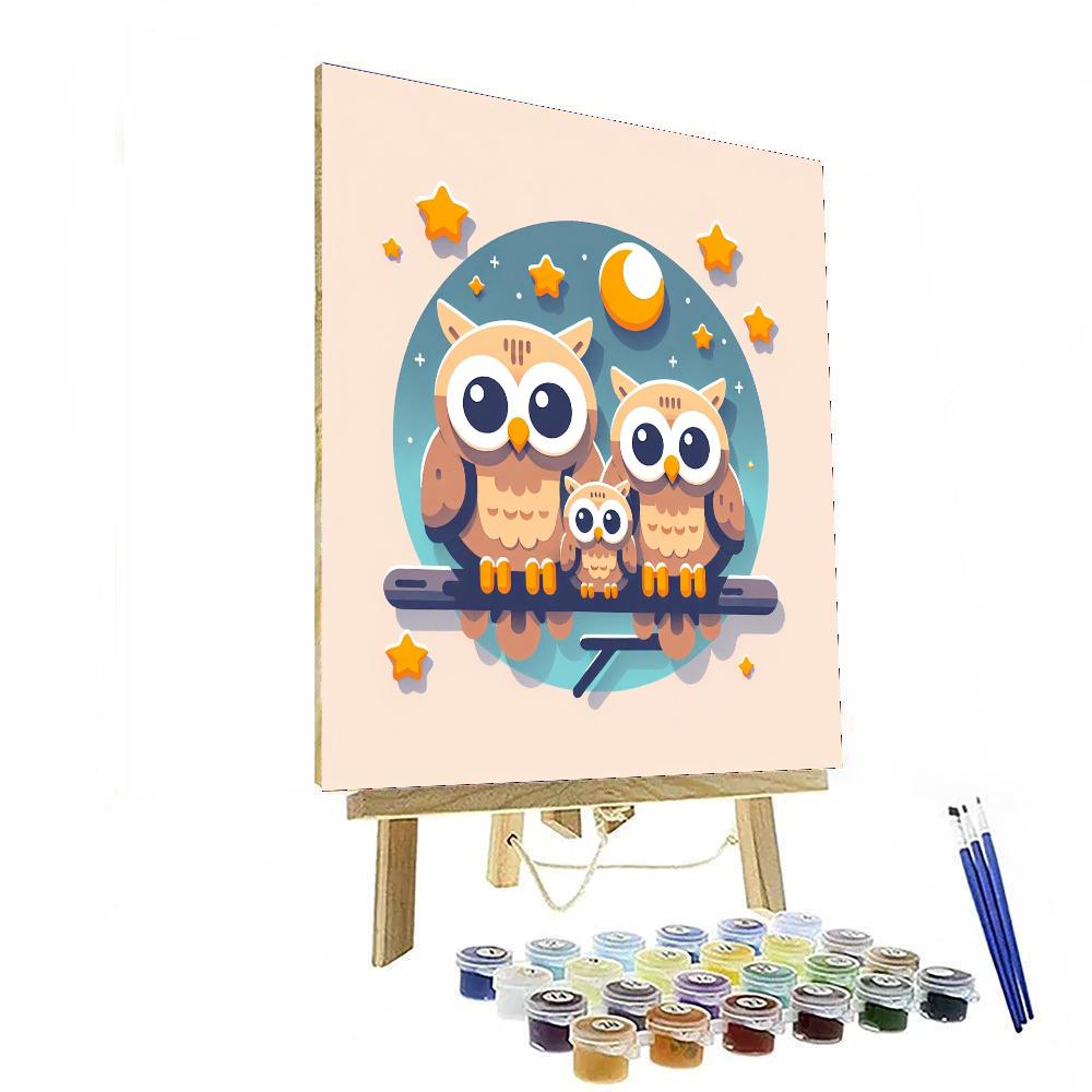 Friendly Owl Family Paint By Numbers Kits