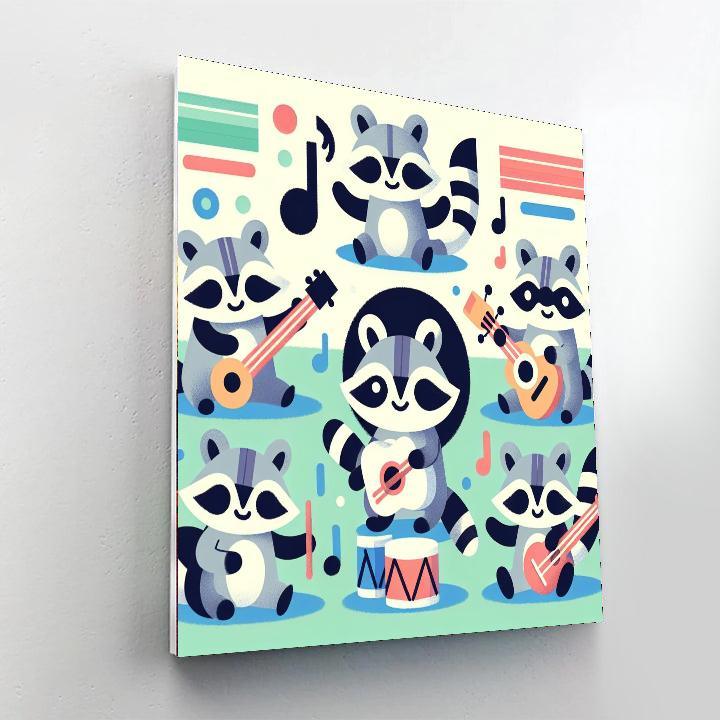 Rockin' Raccoon Band Number Painting