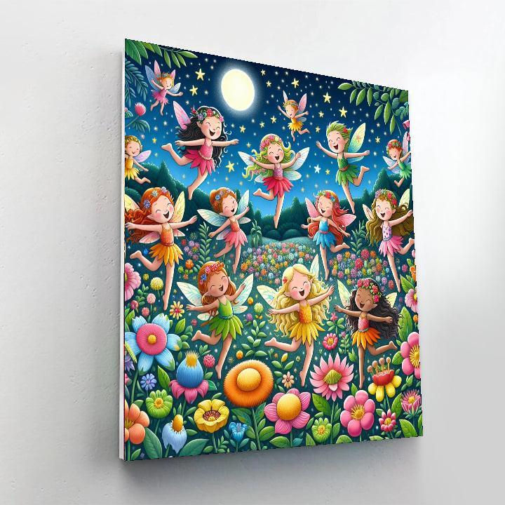 Festive Fairies In Flight Number Painting