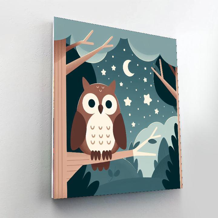 Mystical Owl Night Number Painting