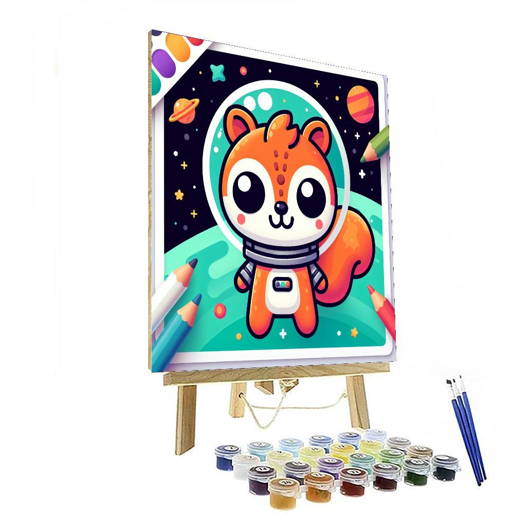Space Explorer Squirrel Number Painting