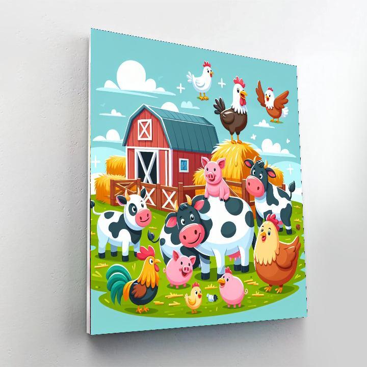 Farm Animal Frolic Numbered Painting Kits