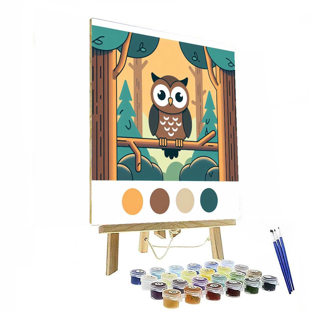 Inquisitive Owl In The Woods Painting By Numbers Kit