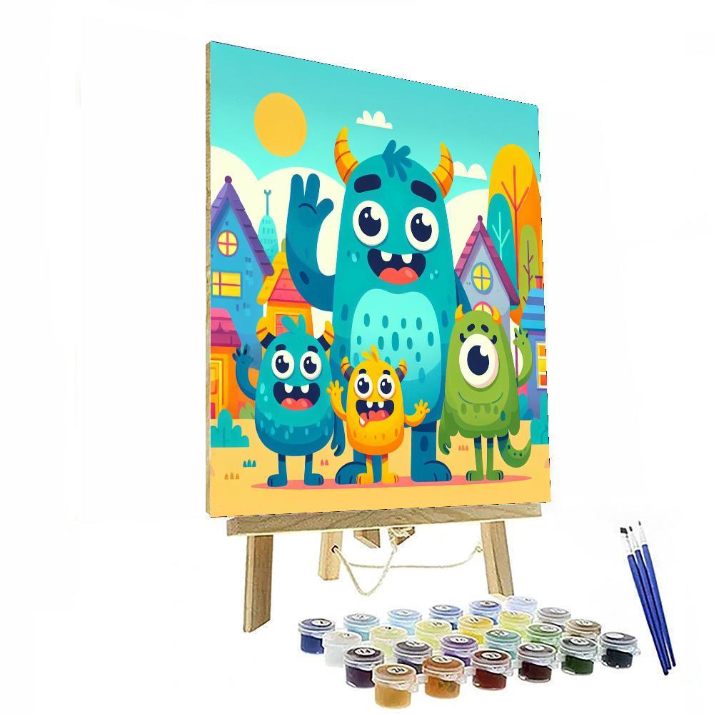 Friendly Monster Town DIY Paint By Numbers