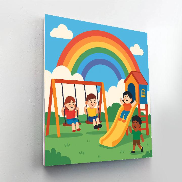 Happy Rainbow Playground DIY Paint By Numbers