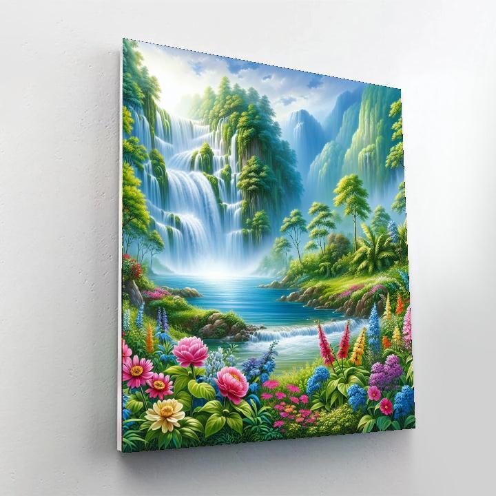 Cascading Waterfall Retreat DIY Paint By Numbers