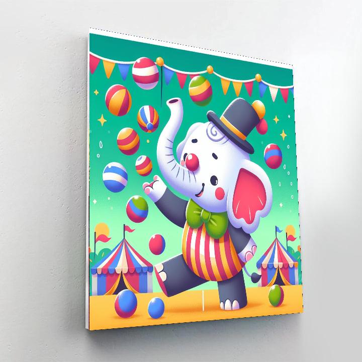 Circus Clown Elephant Number Painting