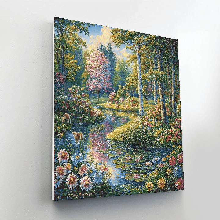 Claude Monet Inspired Whimsical Forest  Number Painting