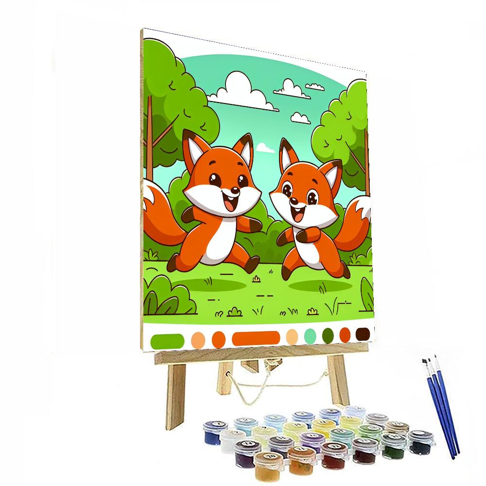 Forest Foxes Paint By Numbers Art