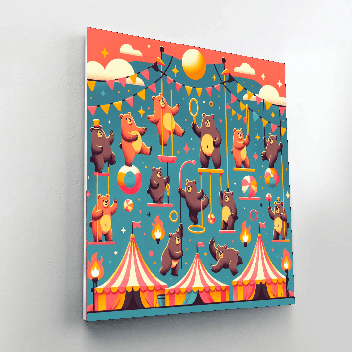 Circus Spectacular With Acrobatic Bears Paint By Number