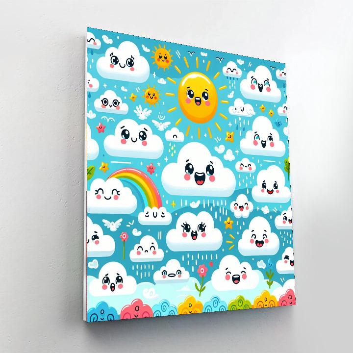Cheerful Cloud Friends Paint By Numbers Art