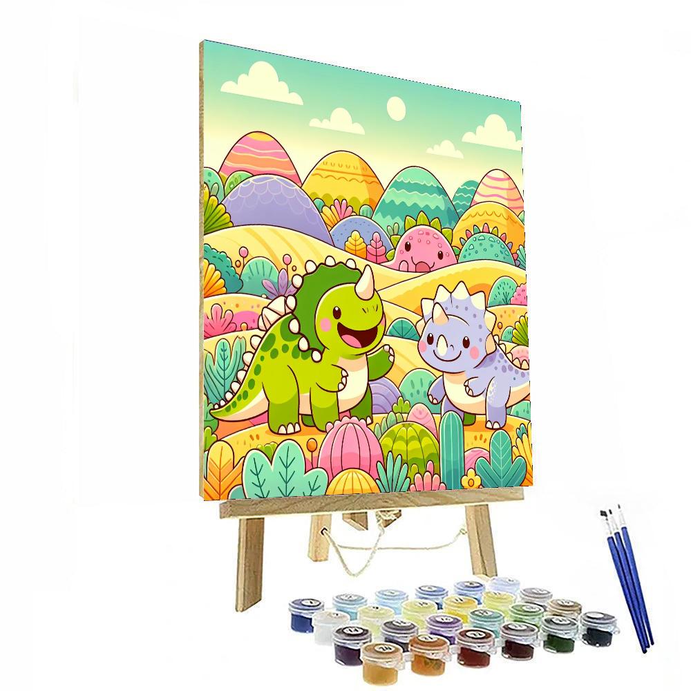 Joyful Dinosaurs In Playland DIY Paint By Numbers