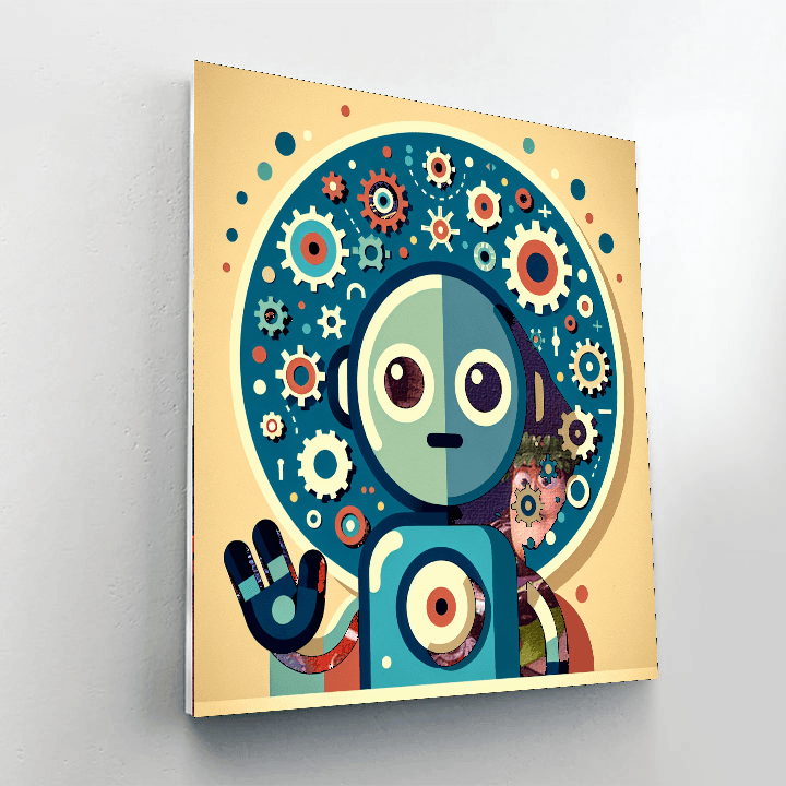 Retro Robots Number Painting