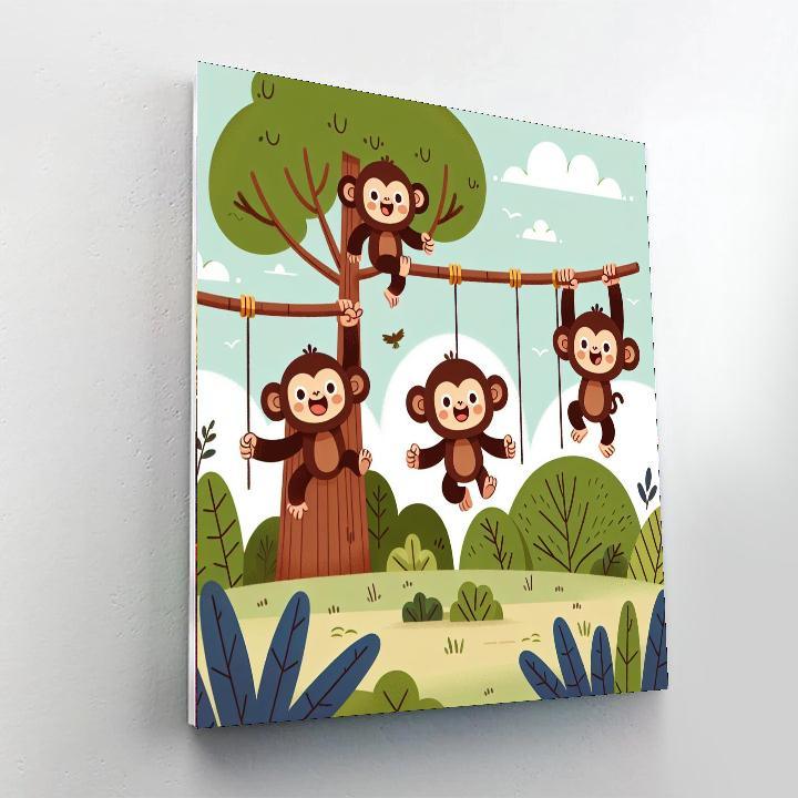 Charming Chimpanzee Cheer Number Painting