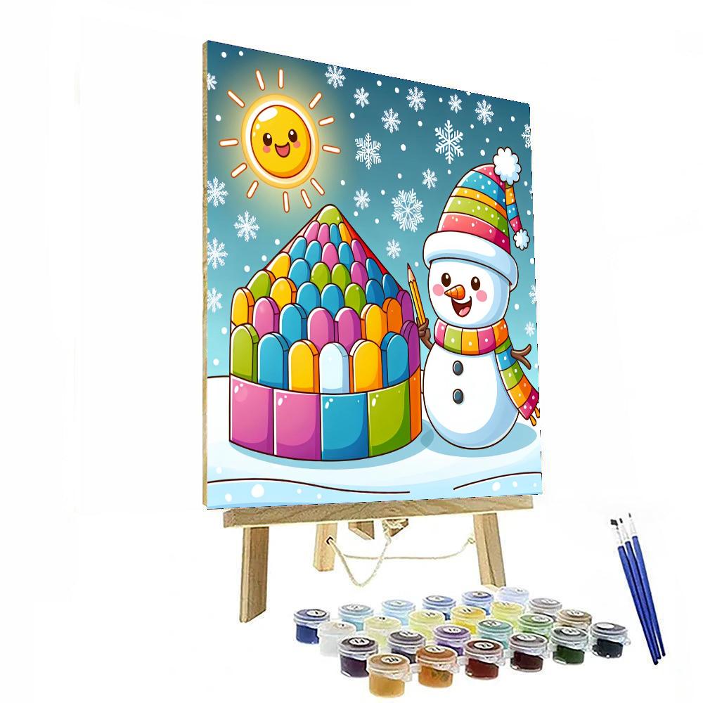 Happy Snowman Fun Paint By Numbers Art