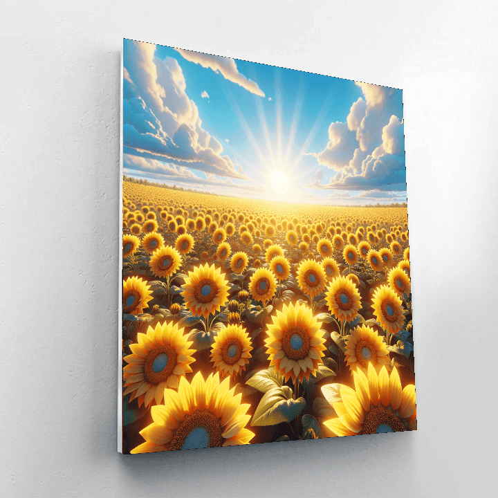 Golden Sunflower Fields Paint By Numbers Art