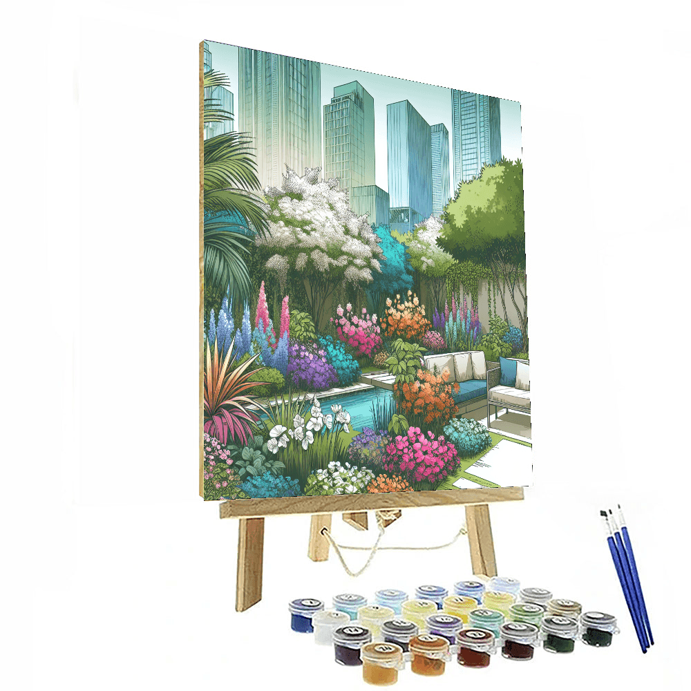 Charming Urban Garden Painting Number Kit