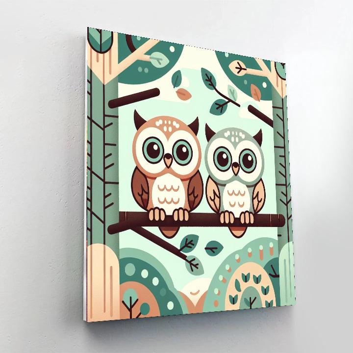 Friendly Forest Owls Painting By Numbers Kit