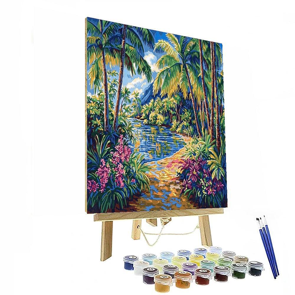 Paul Gauguin Inspired Tropical Paradise Vista  Number Painting