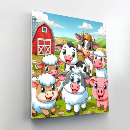 Fun Farm Animals Painting Number Kit
