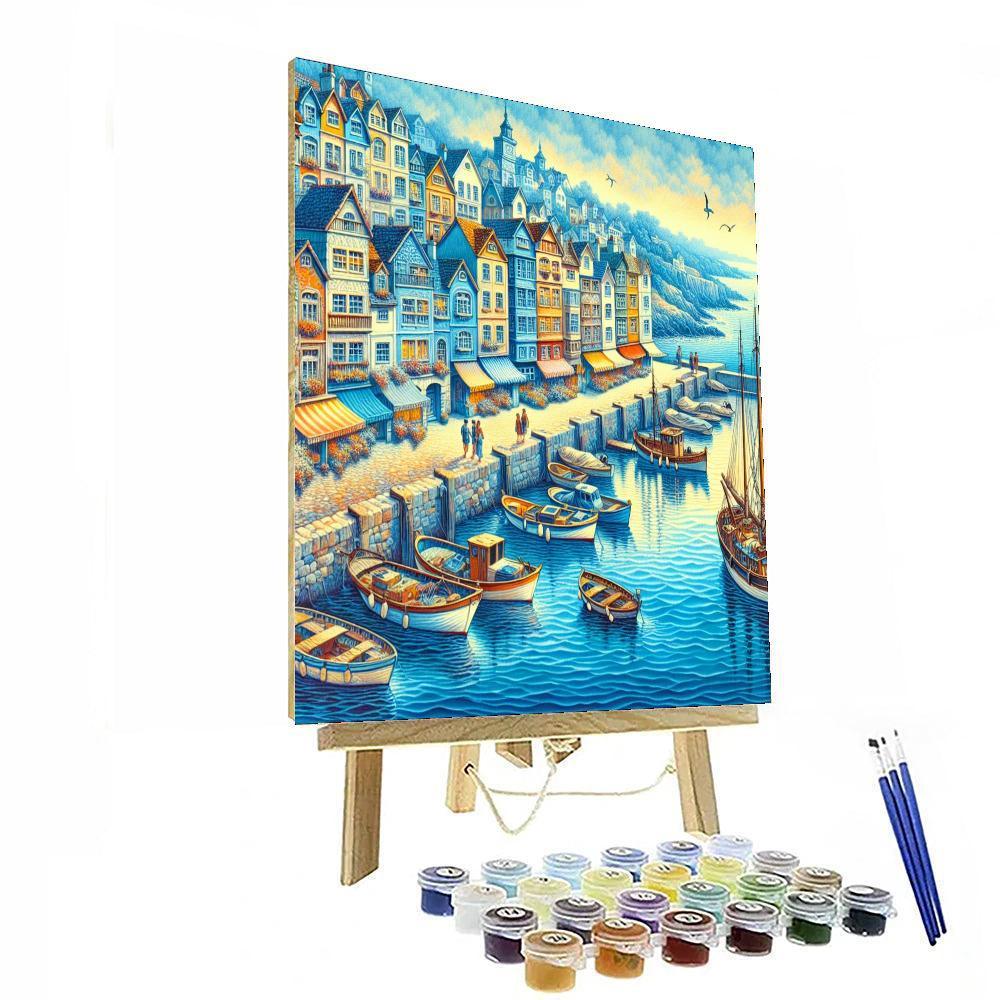 Charming Seaside Harbor Number Painting
