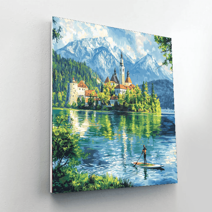Paddleboarding On Lake Bled Numbered Painting Kits
