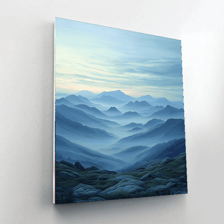 Caspar David Friedrich Inspired Misty Mountain Adventure  Painting By Numbers Kit