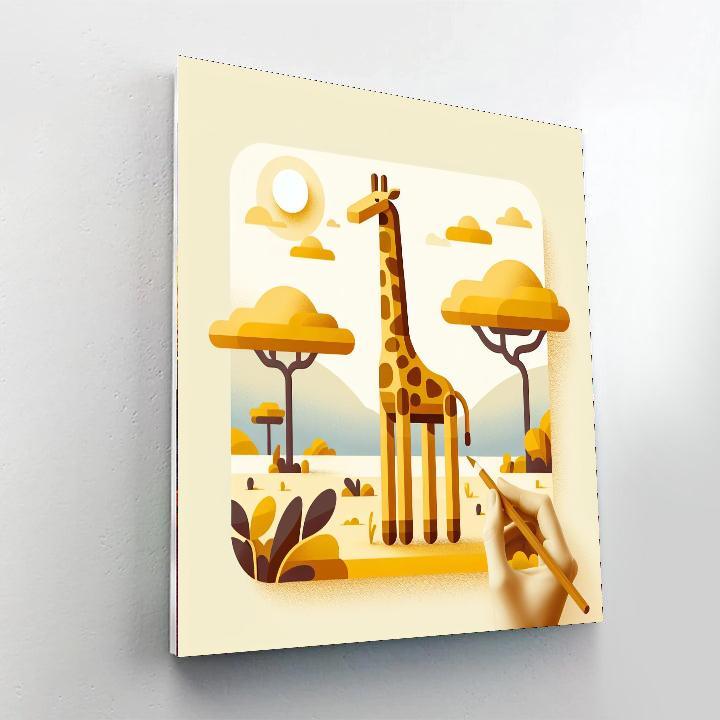 Gentle Giraffe Gazing Number Painting