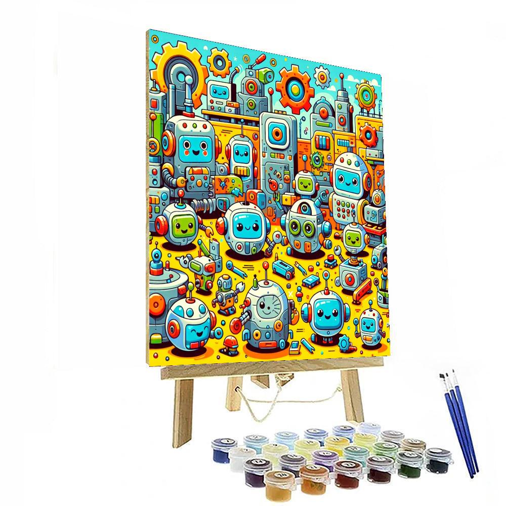 Lively Robot Factory Painting Number Kit