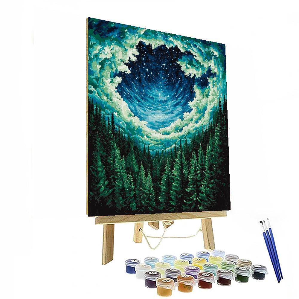 René Magritte Inspired Celestial Forest Canopy  Painting By Numbers Kit