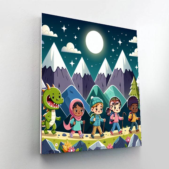 Moonlit Mountain Adventure Number Painting
