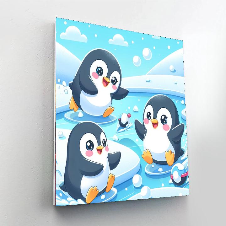 Playful Penguin Adventures Painting Number Kit