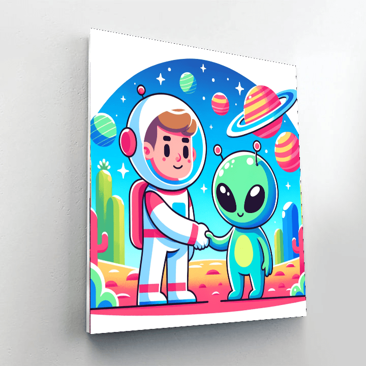 Spaceman Alien Encounter Numbered Painting Kits