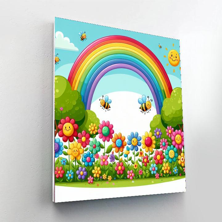 Cheerful Rainbow Garden Paint By Numbers Art