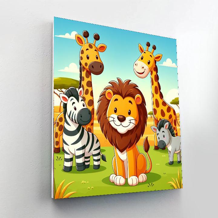 Friendly Animal Kingdom Numbered Painting Kits