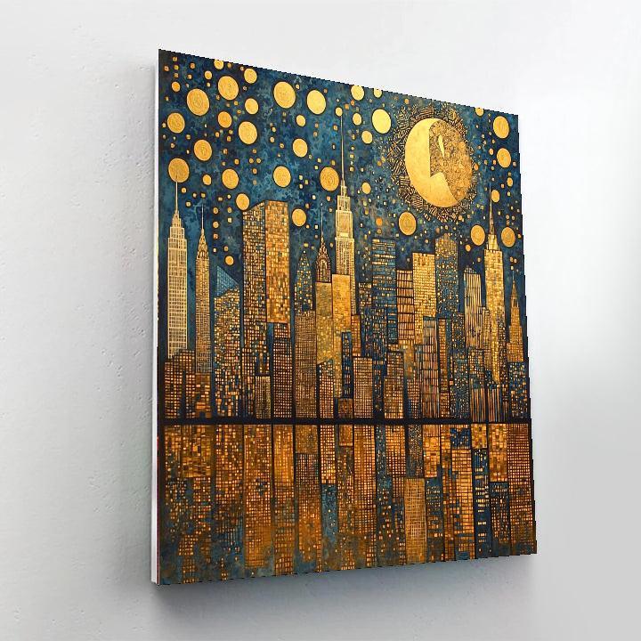 Klimt Inspired Klimt's City Glow  Number Painting