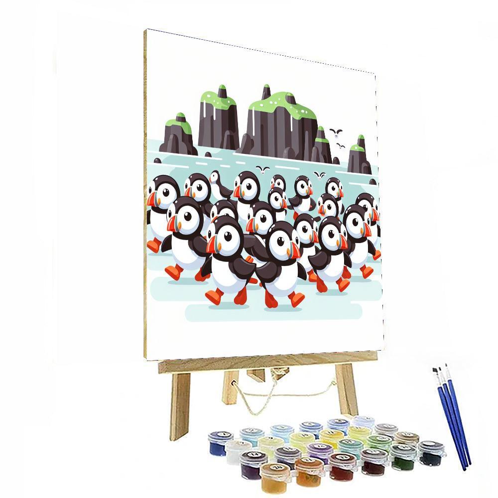 Playful Puffin Parade Paint By Number