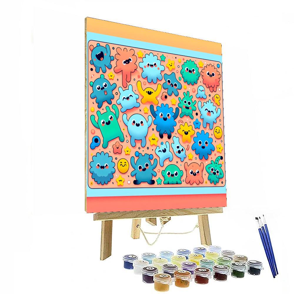 Brightly Colored Monster Mash Painting Number Kit