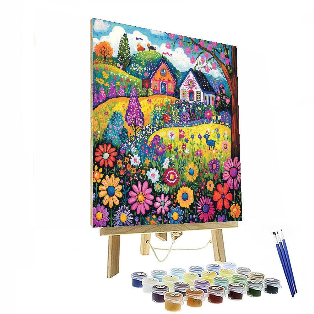 Folk Art Inspired Inspired Folk Art Whimsy  DIY Paint By Numbers