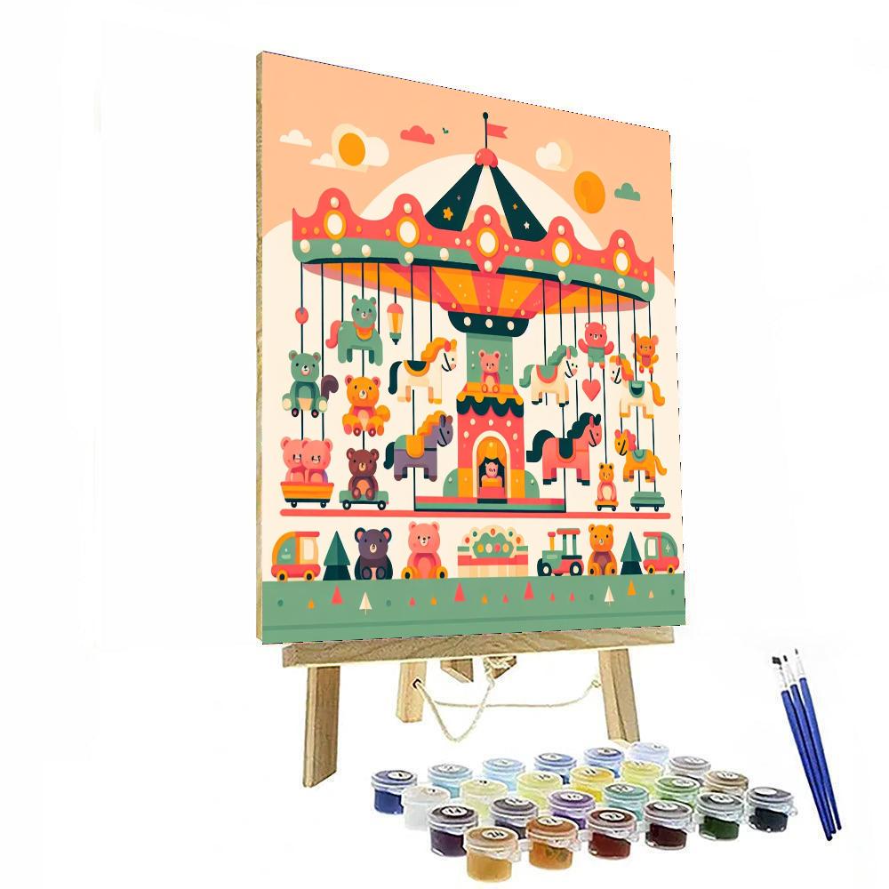 Cheerful Carousel Critters Paint By Numbers Art