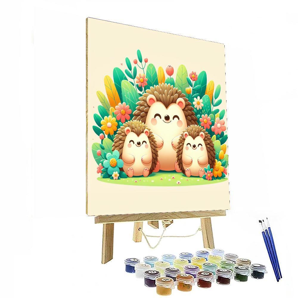 Cheerful Hedgehog Family Painting By Numbers Kit