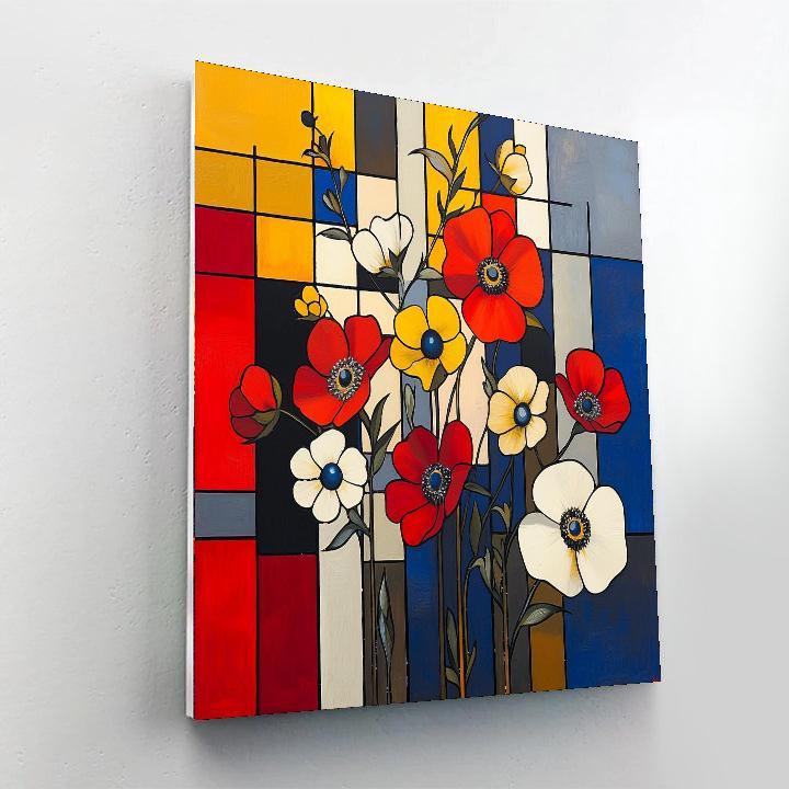 Piet Mondrian Inspired Dreamy Blooms  DIY Paint By Numbers