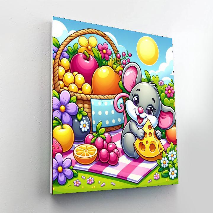 Silly Picnic Mouse DIY Paint By Numbers