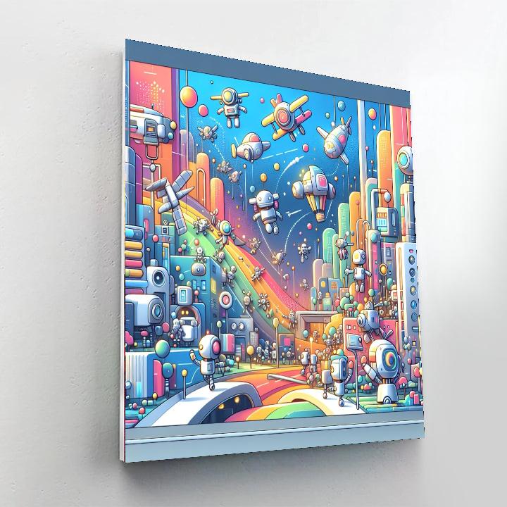 Adventure With Colorful Robots Number Painting